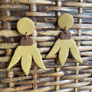 Sunflower clay dangle earrings